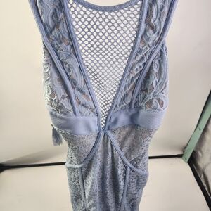 Elegant Blue Lace Women Dress